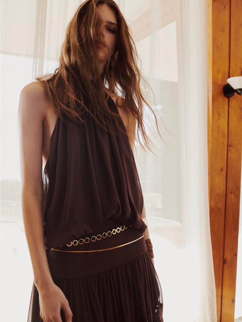 NWT (size small) MANGO HALTER DRESS WITH RUFFLES - Picture 4 of 9